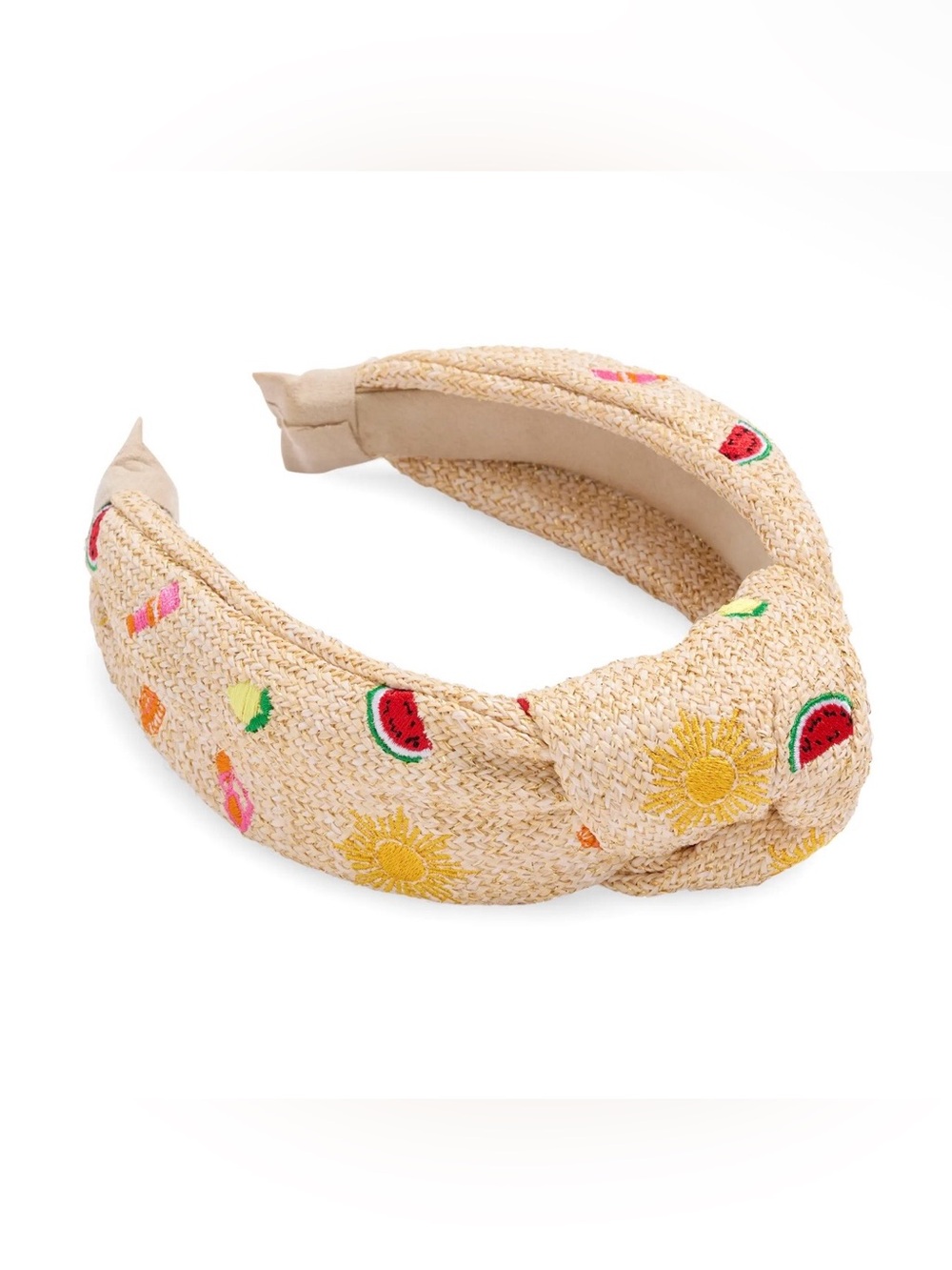 Shiraleah Embroidered Straw Knot Headband